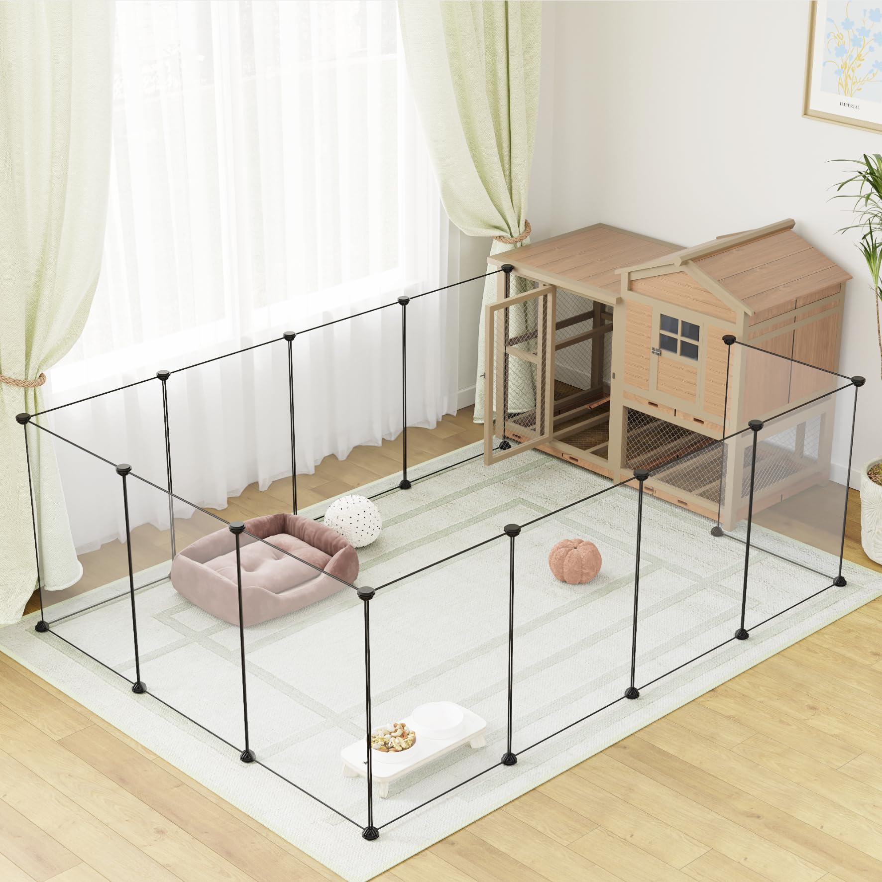 LURIVA large transparent playpen panel assembly showing modular design for flexible layouts.
