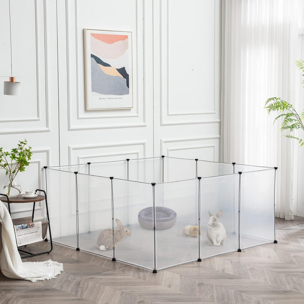 LURIVA small-animals playpen shows rabbits and guinea pigs enjoying a safe enclosure.