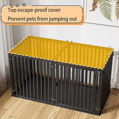 LURIVA steel tube dog crate illustrates adjustable door for flexible access.