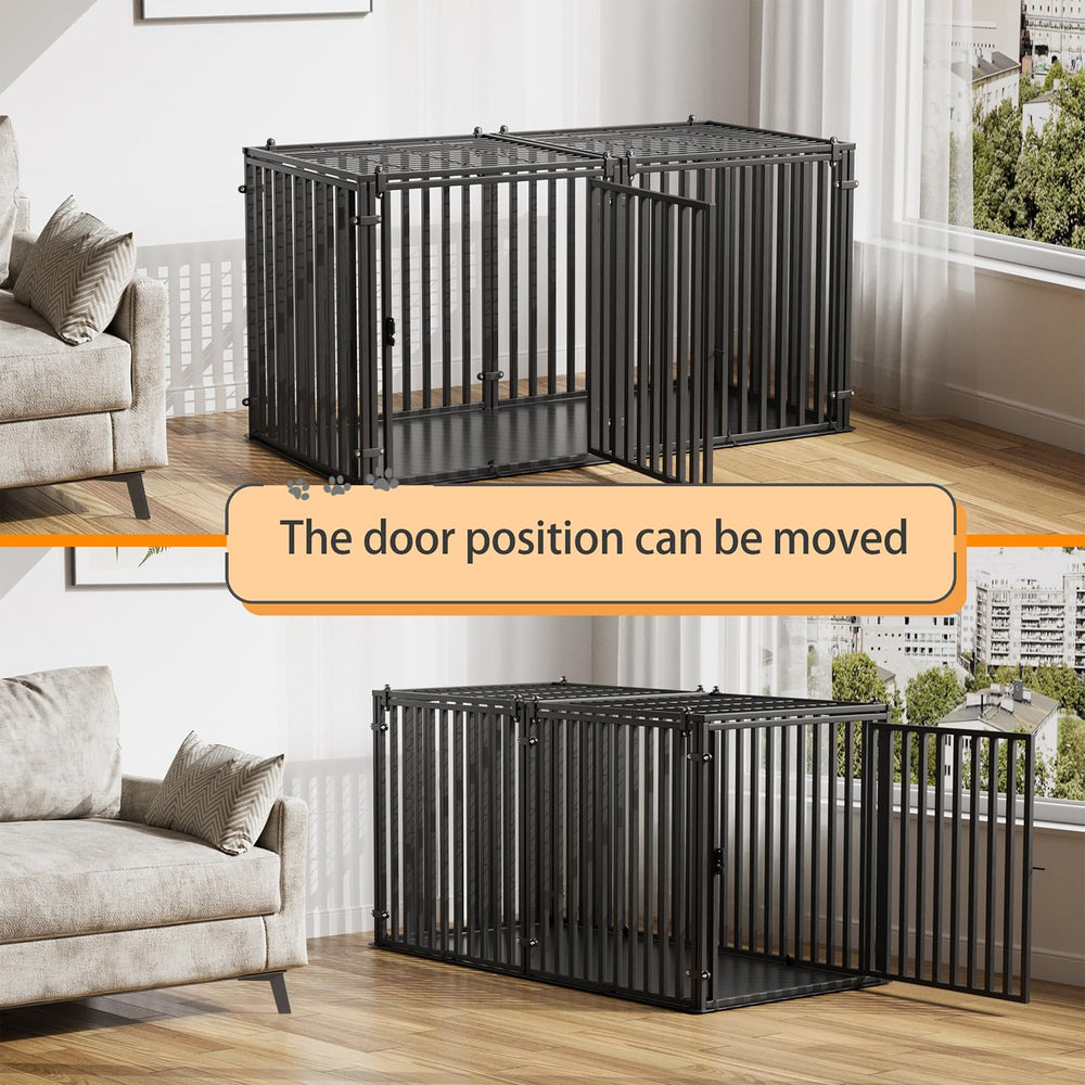 LURIVA steel tube dog crate demonstrates easy tool-free assembly.
