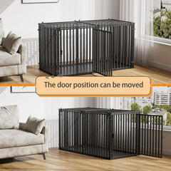LURIVA steel tube dog crate demonstrates easy tool-free assembly.