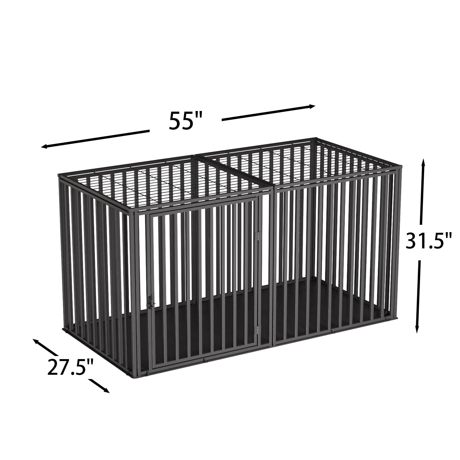 LURIVA steel tube dog crate showing waterproof base protects floors and dries quickly.