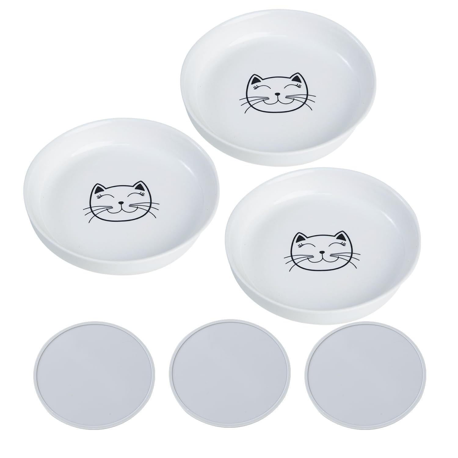 Lusifaco shallow cat bowls, 5-9 inch wide, whisker-friendly dining.