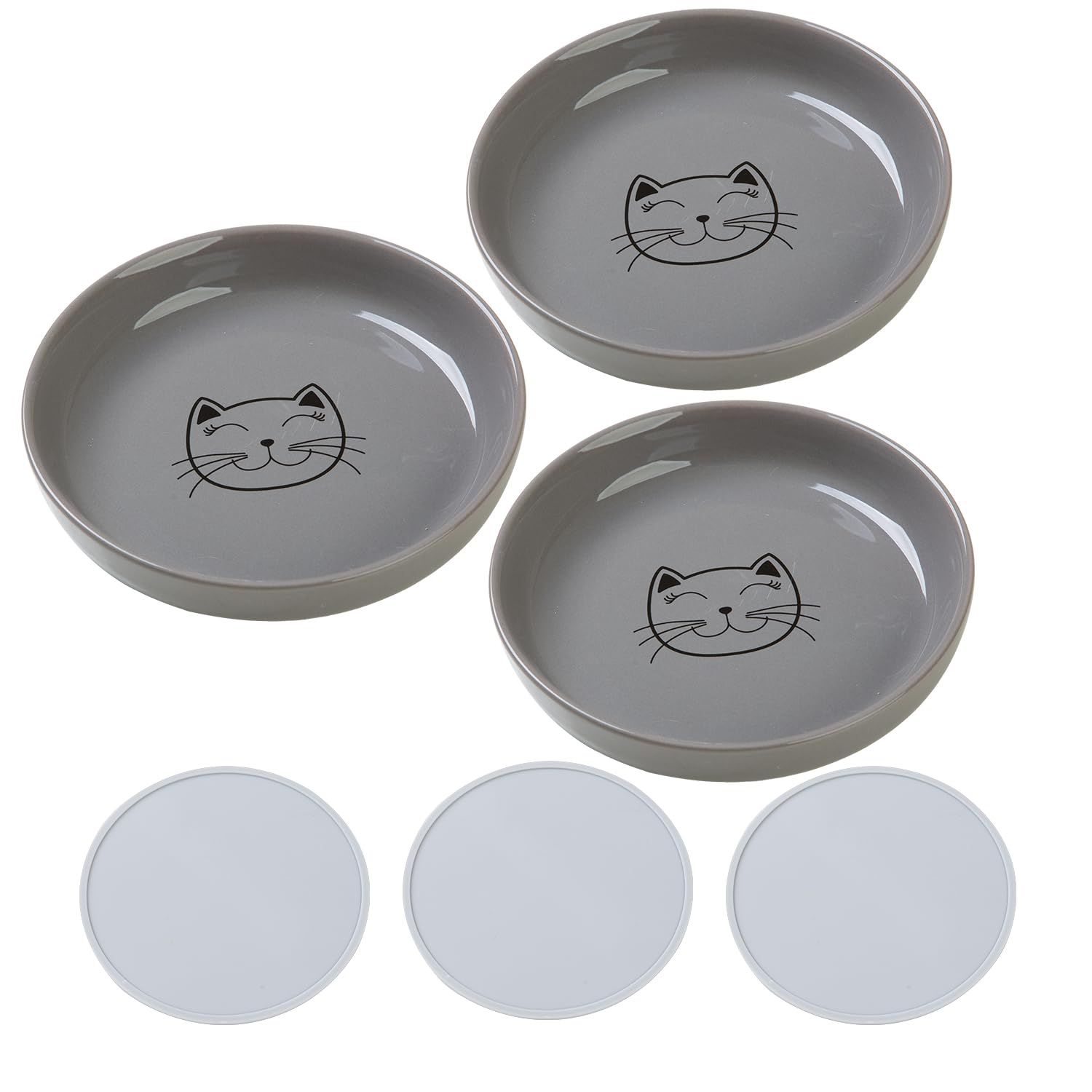 Lusifaco shallow cat bowls wide 5.9 inches for whisker-friendly feeding