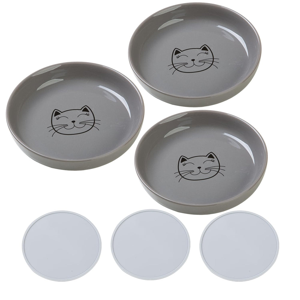 Lusifaco shallow cat bowls wide 5.9 inches for whisker-friendly feeding