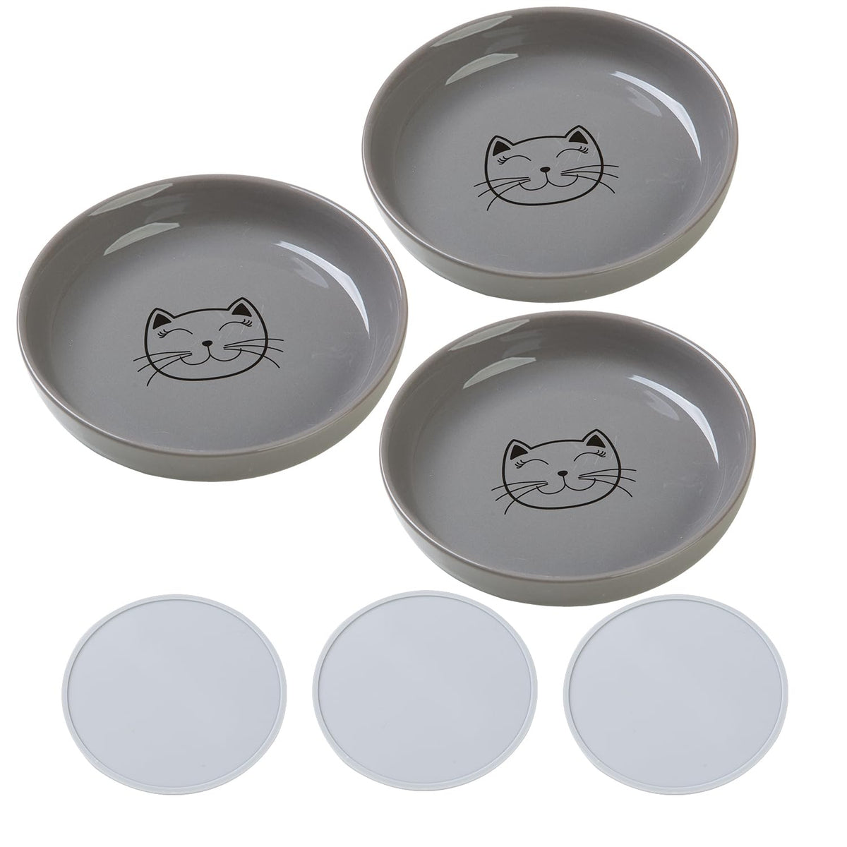 Lusifaco shallow cat bowls wide 5.9 inches for whisker-friendly feeding