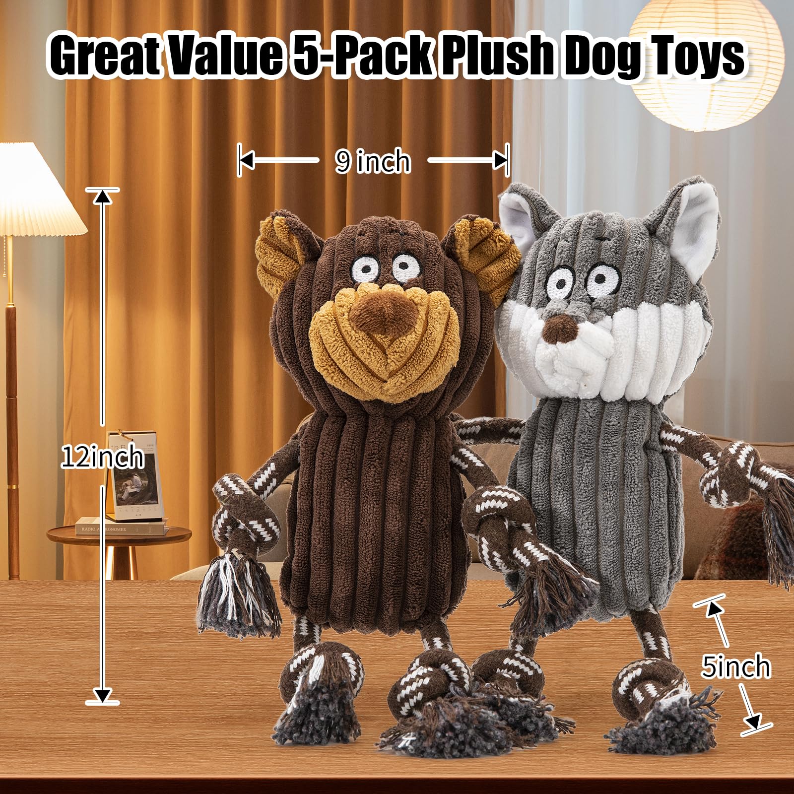 Luudoogs five pack large dog squeaky toys Fox promotes mental stimulation during play
