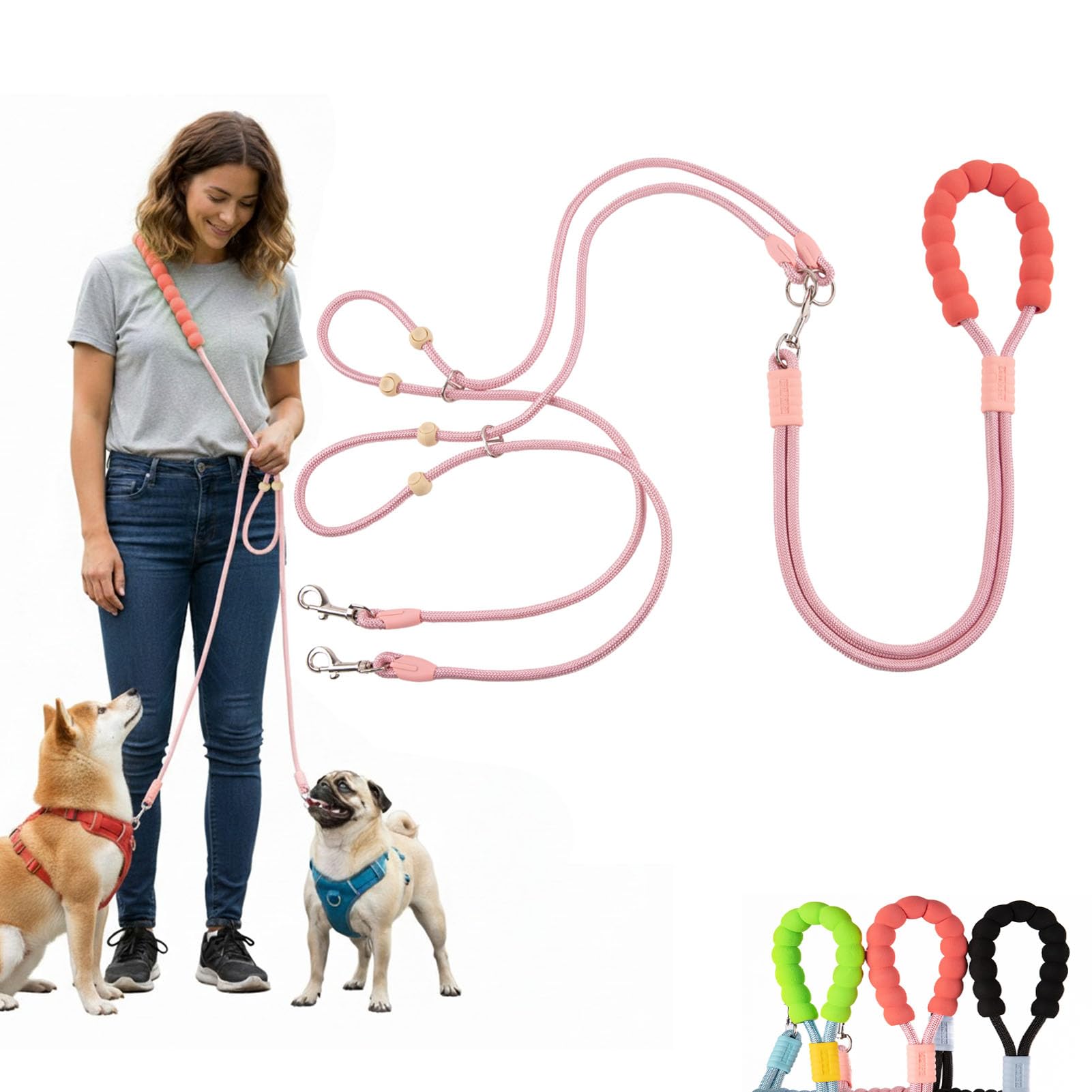 Luvfunaire hands-free leash crossbody setup enables hands-free walks while shopping.