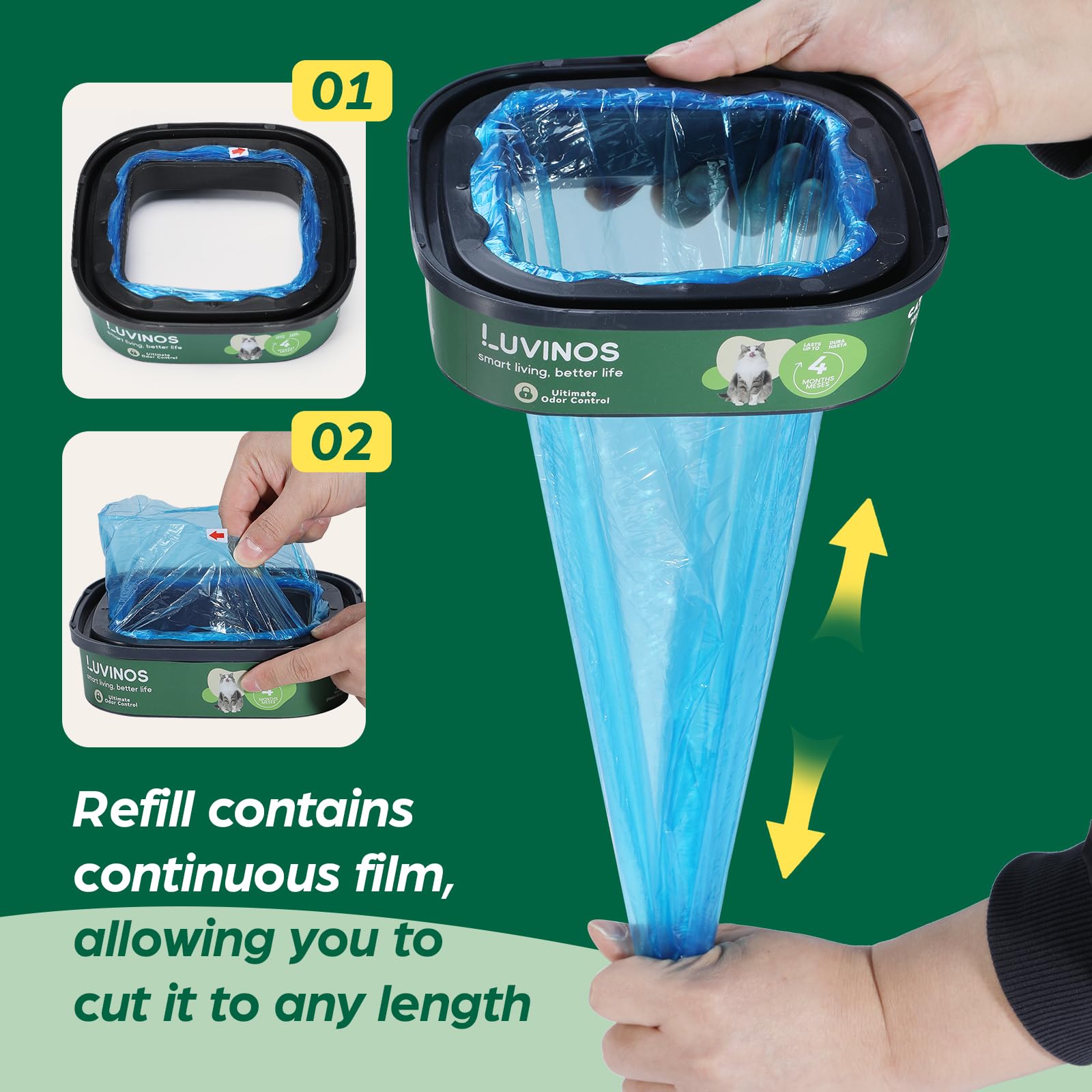 Luvinos large-capacity refill bags reduce frequent changes