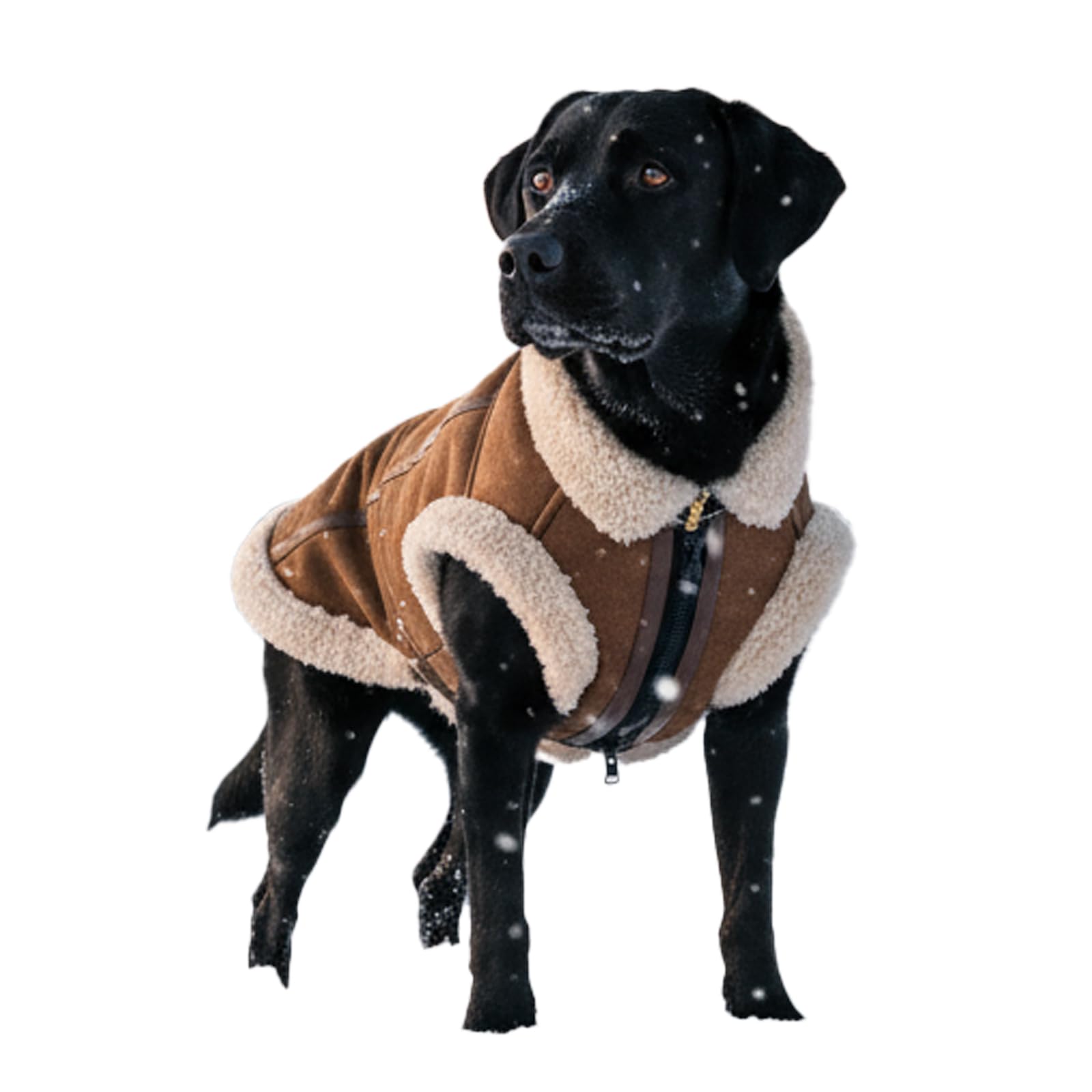 LUVMOJO retro aviator jacket coffee XXL with cozy faux leather exterior for cold walks.