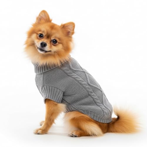 LUVMOJO thick-knit dog sweater charcoal-grey back view with flexible ribbing for secure fit