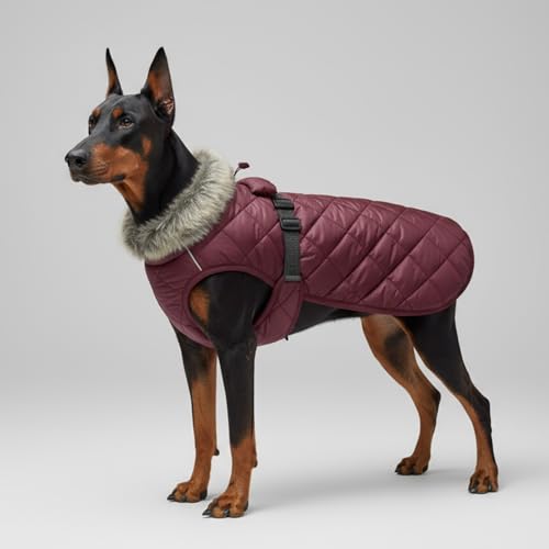 LUVMOJO XXXXL dog winter coat back view highlighting plush fleece insulation for extreme cold.