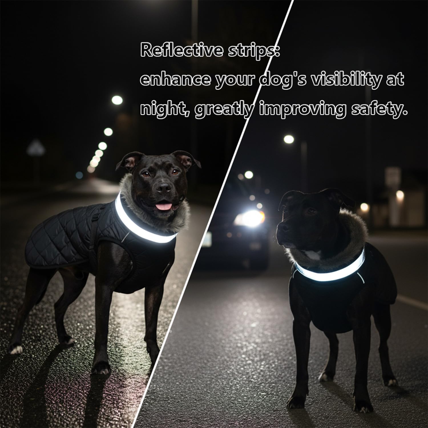 LUVMOJO XXXXL dog winter coat reflective-collar for safer walks at night.