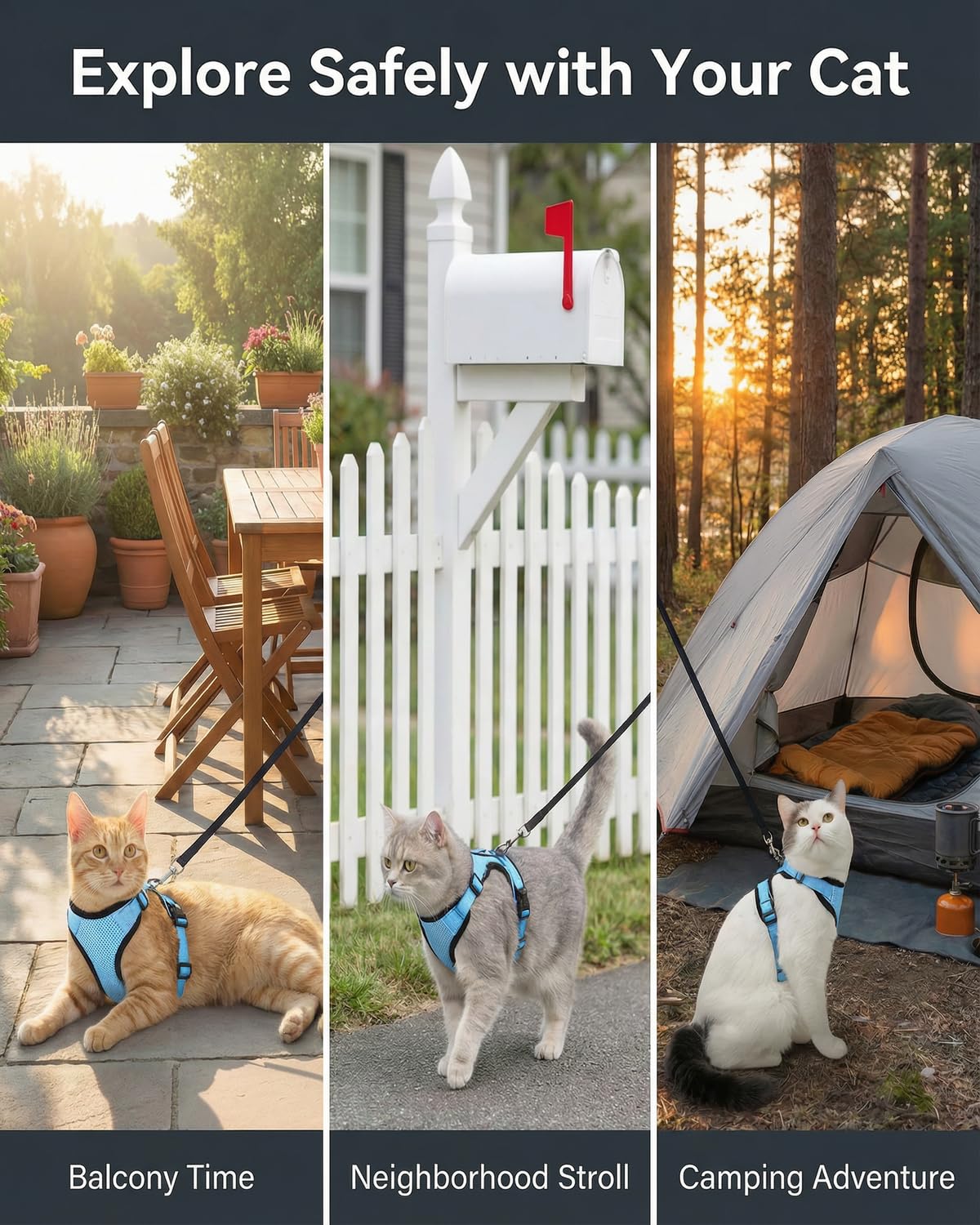 Luxelle 2-pack cat harness and leash set for convenient outdoor outings.