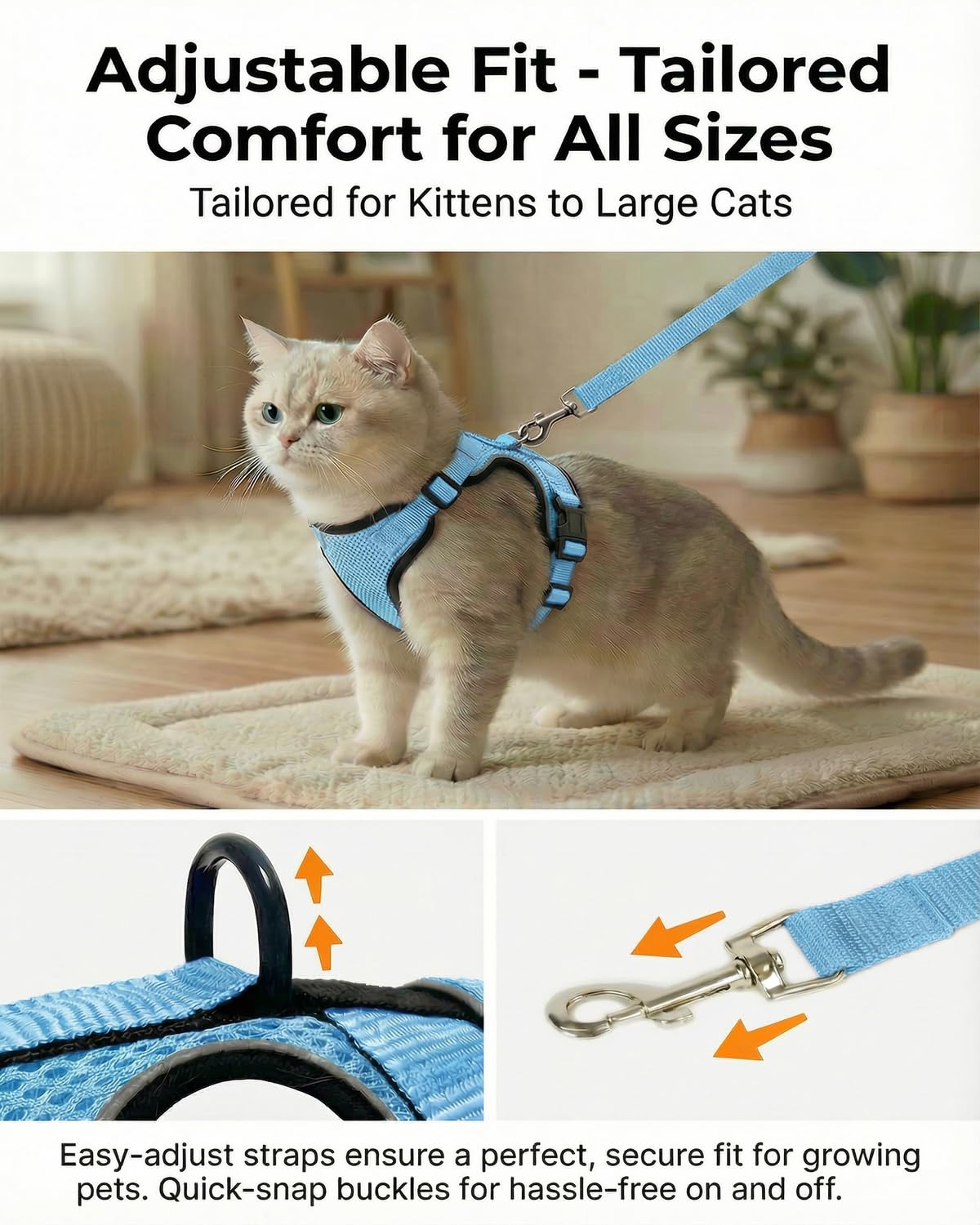 Luxelle breathable mesh fabric keeps your cat cool and comfortable.