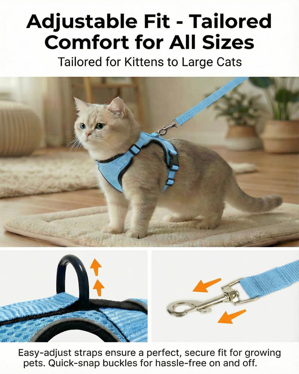 Luxelle breathable mesh fabric keeps your cat cool and comfortable.