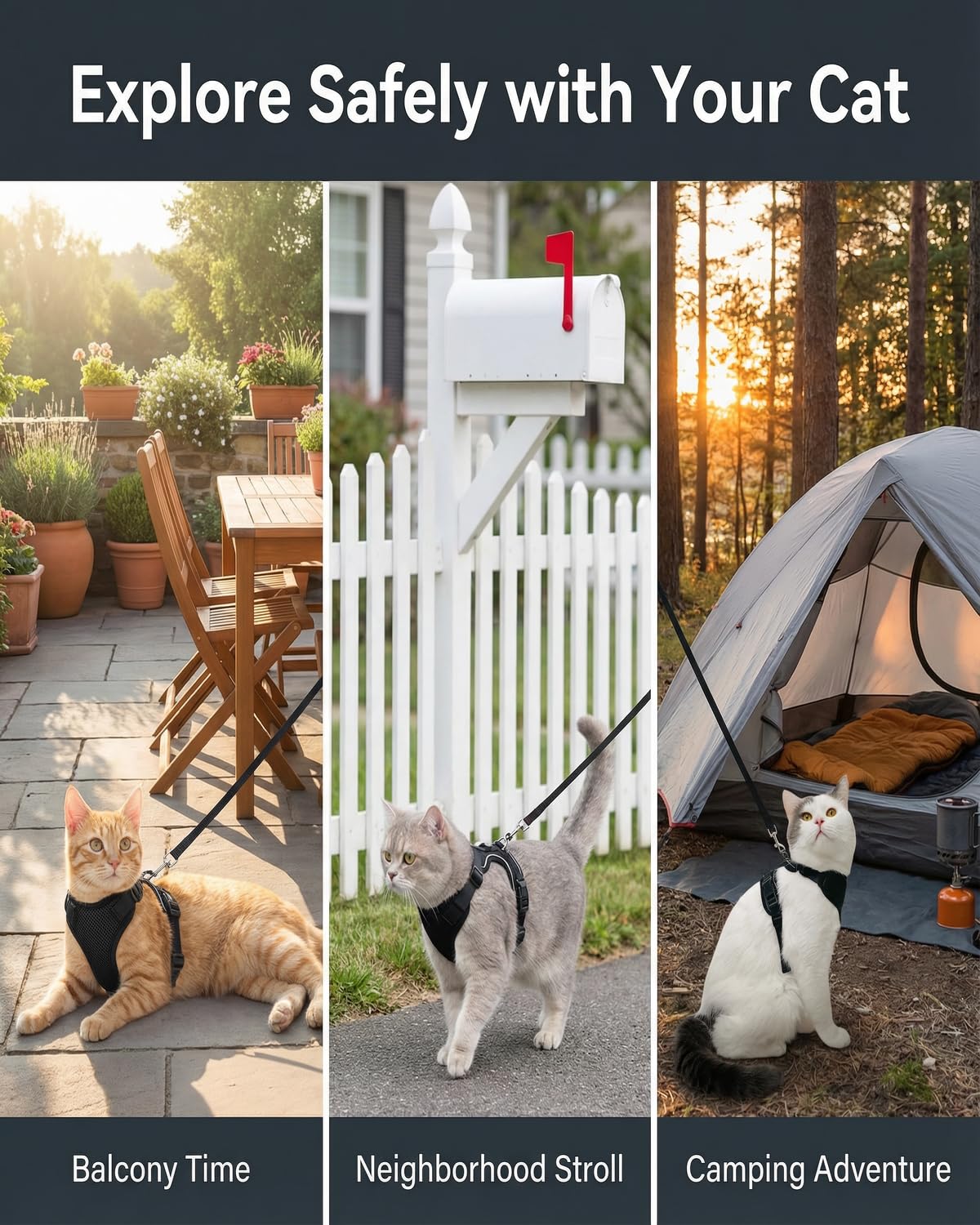 Luxelle two-pack harness-leash set ready for outdoor adventures with cats.