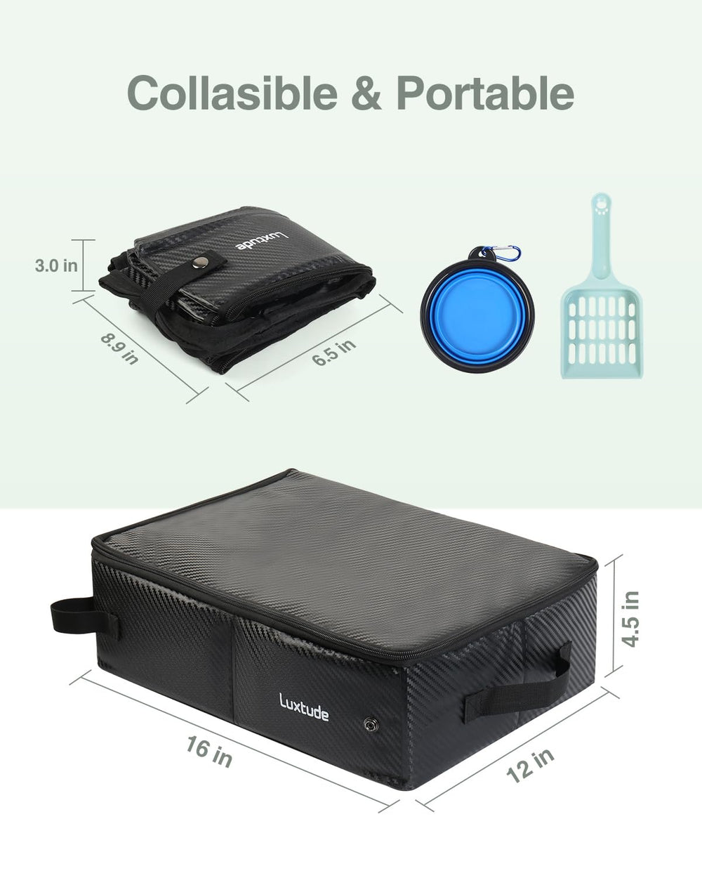 Luxtude cat litter box with lid on hotel nightstand for privacy.