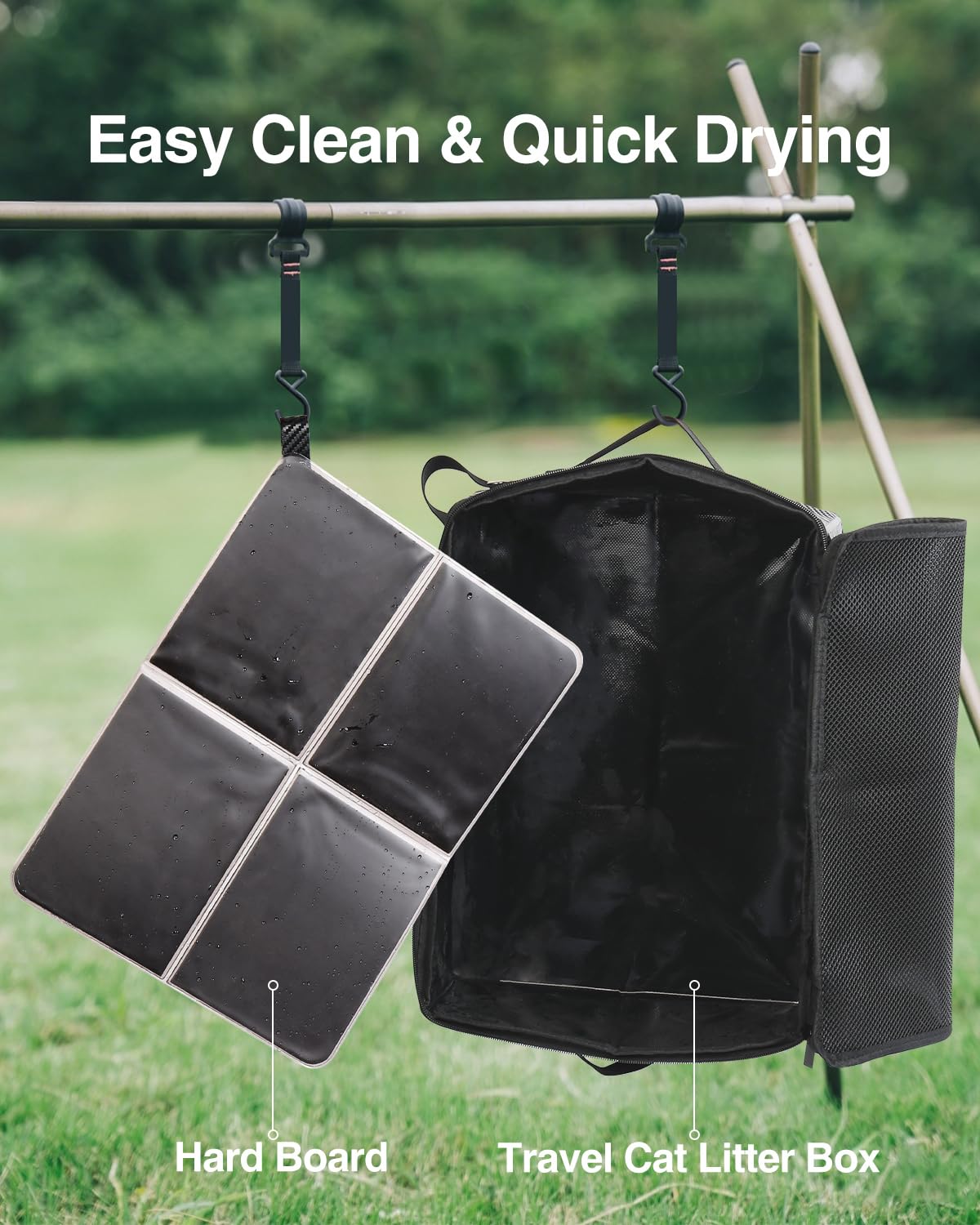 Luxtude travel cat litter box in car for on-the-road use.