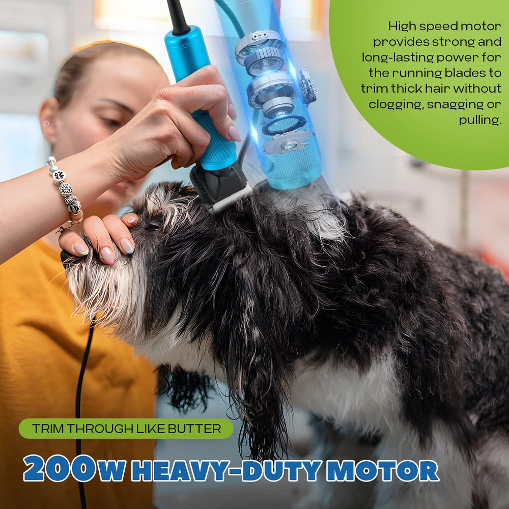 LuzRise Pet Clipper showing stepless speed control for precise grooming.