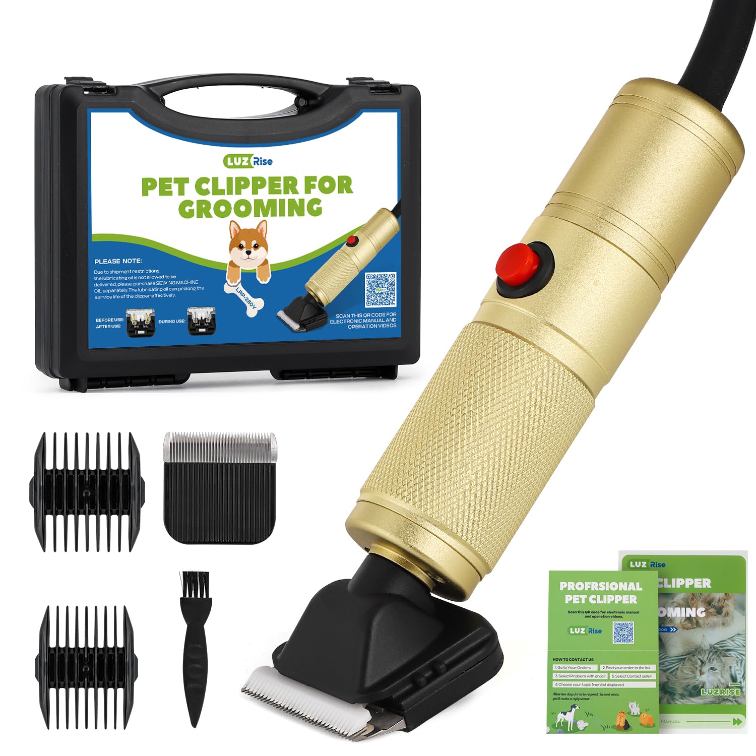 Luzrise pet grooming clippers demonstrate quiet operation for peaceful grooming sessions.