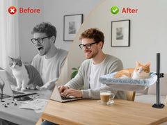 L&W BROS Cat Desk Bed adjustable height helps fit different desks and cats.