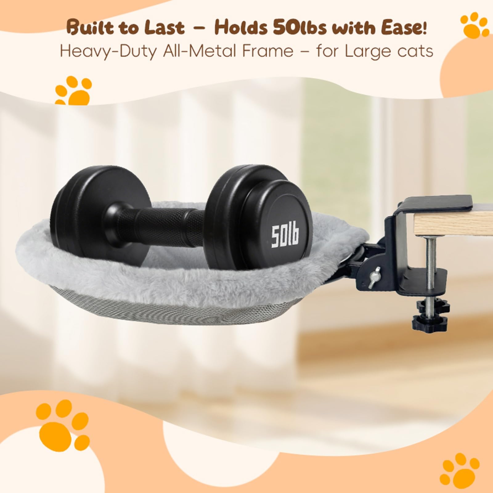 L&W BROS Cat Desk Bed cave-style provides a cozy, secure view while you work