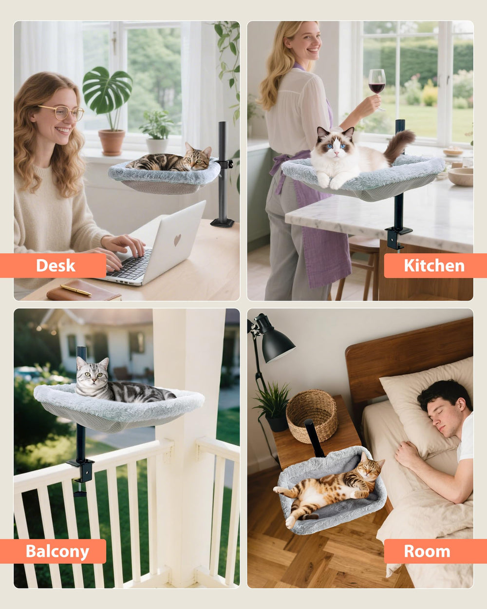 L&W BROS Cat Desk Bed ready for simple, fast setup at your workspace.