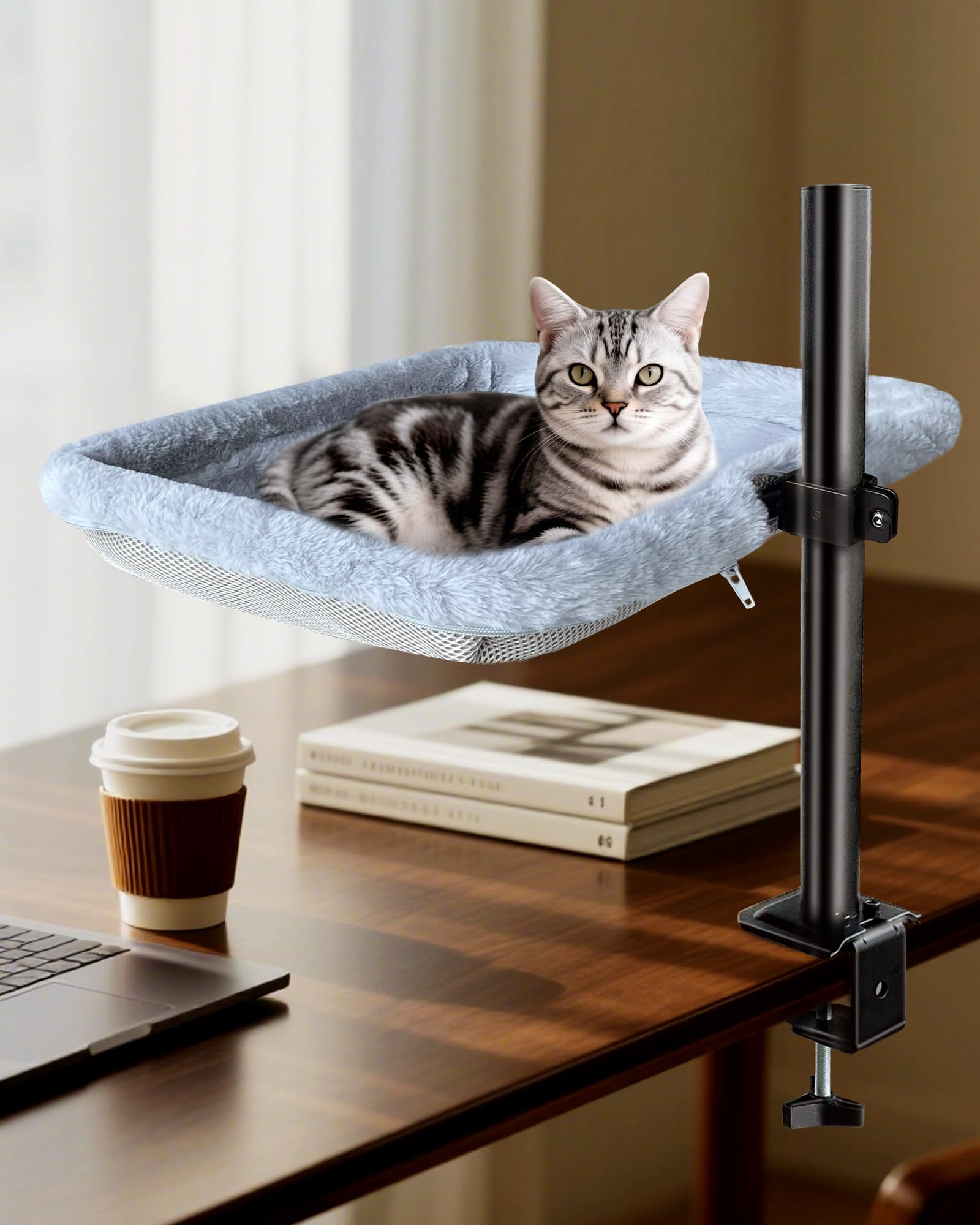 L&W BROS Cat Desk Bed metal frame provides a sturdy desk perch.