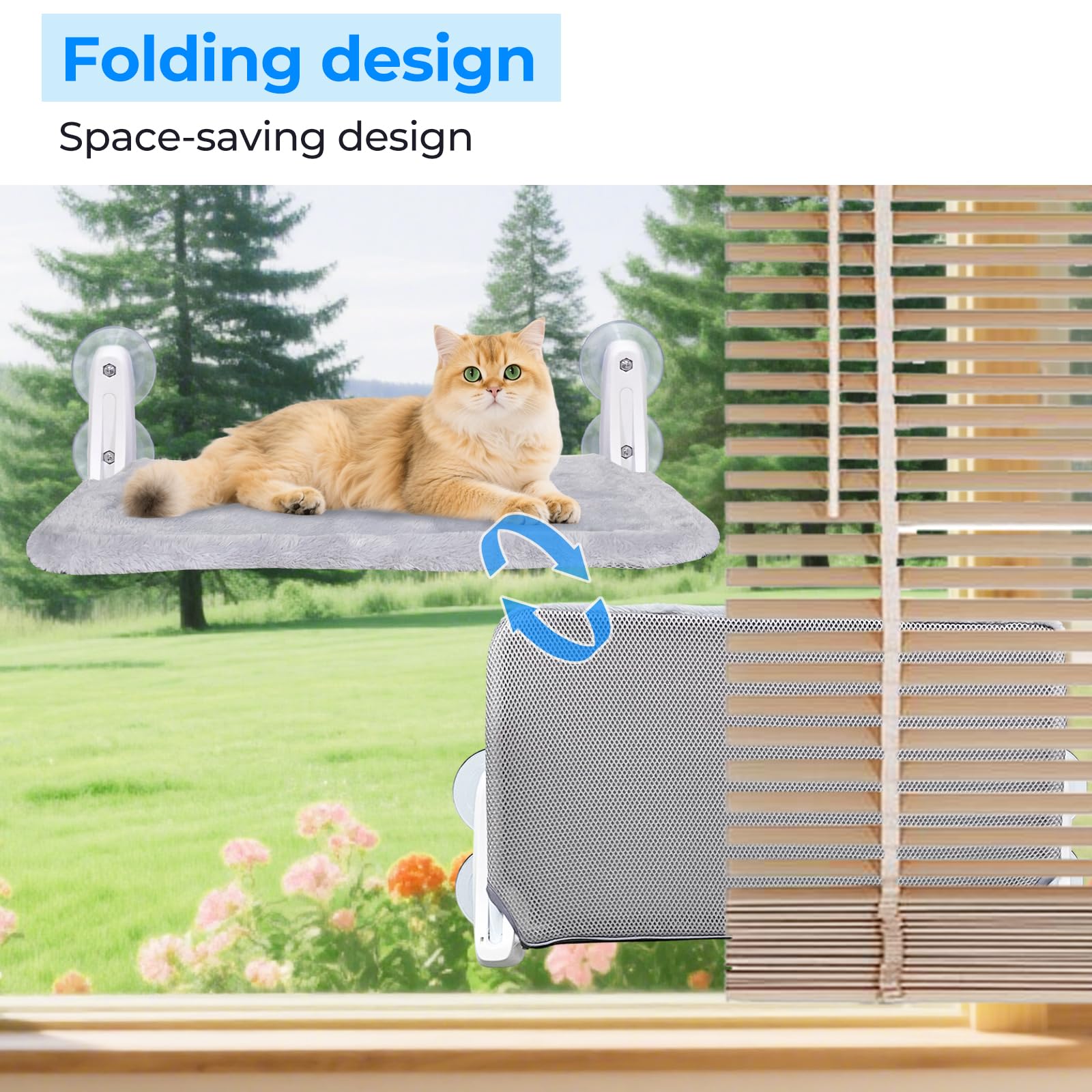 L&W BROS cat window perch folded hammock saves space in small homes.