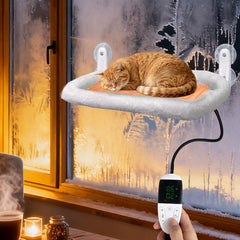 L&W BROS heated window perch suction cups securing a sturdy window mount