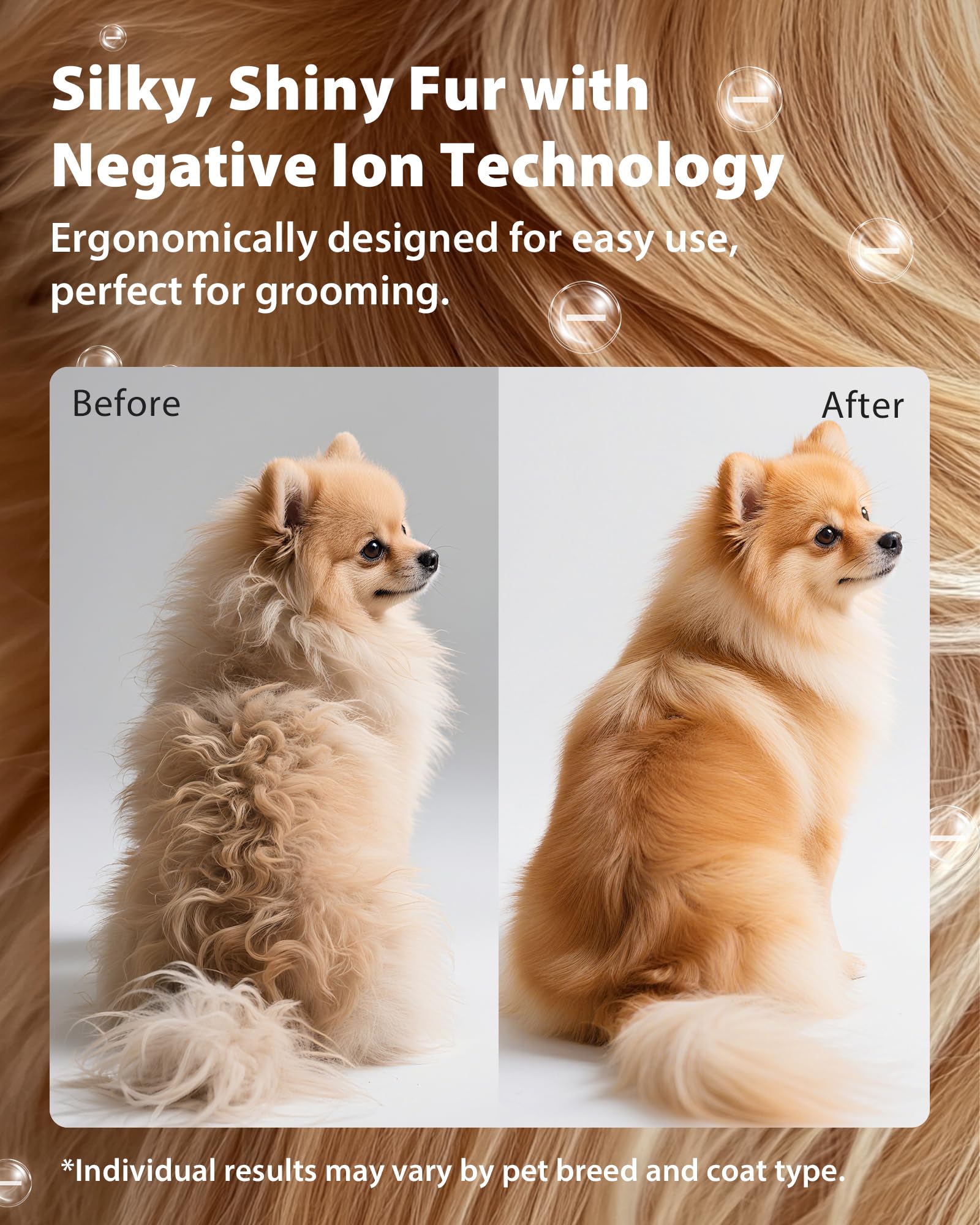 L&W BROS negative ion technology smooths and softens fur during drying