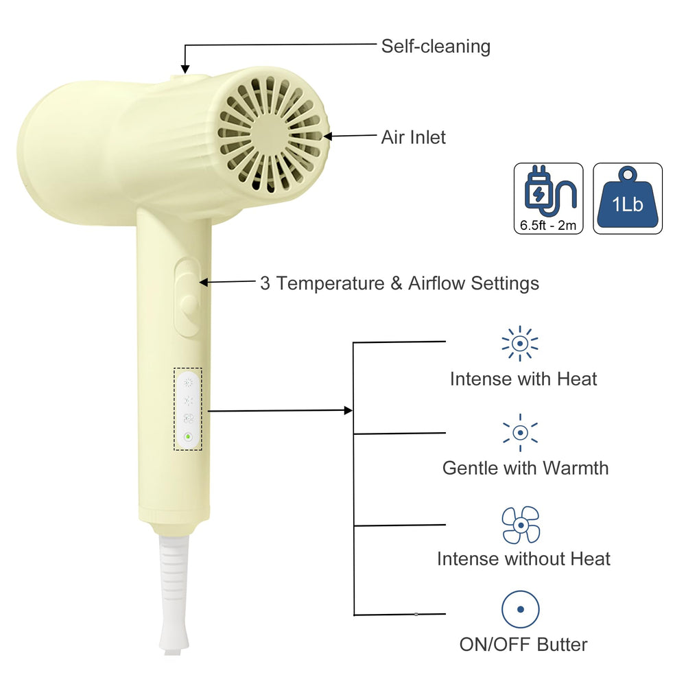 L&W BROS quiet pet dryer light yellow control dial shows 3 temperature settings
