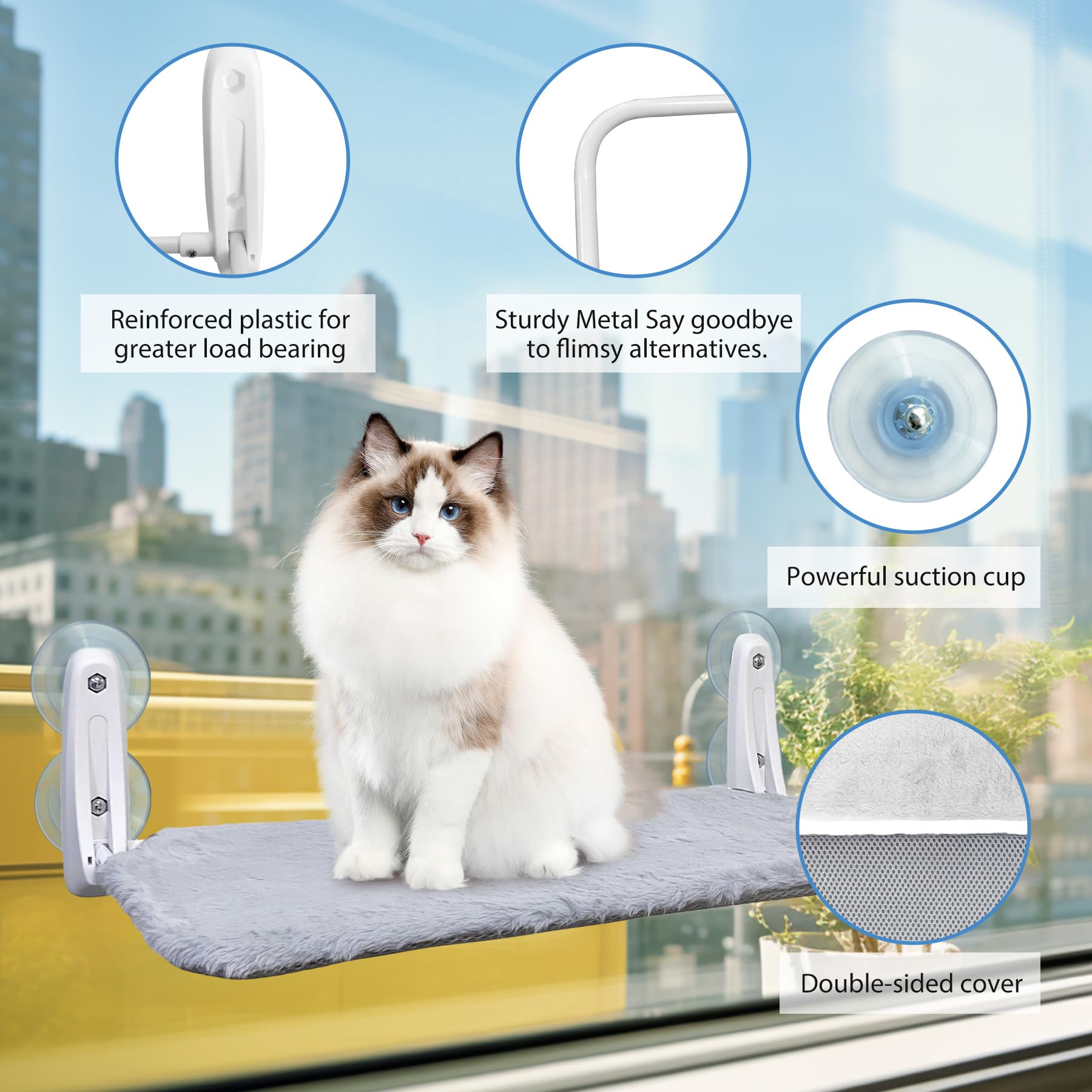 L&W BROS space-saving design frees floor space while letting your cat enjoy sunlight