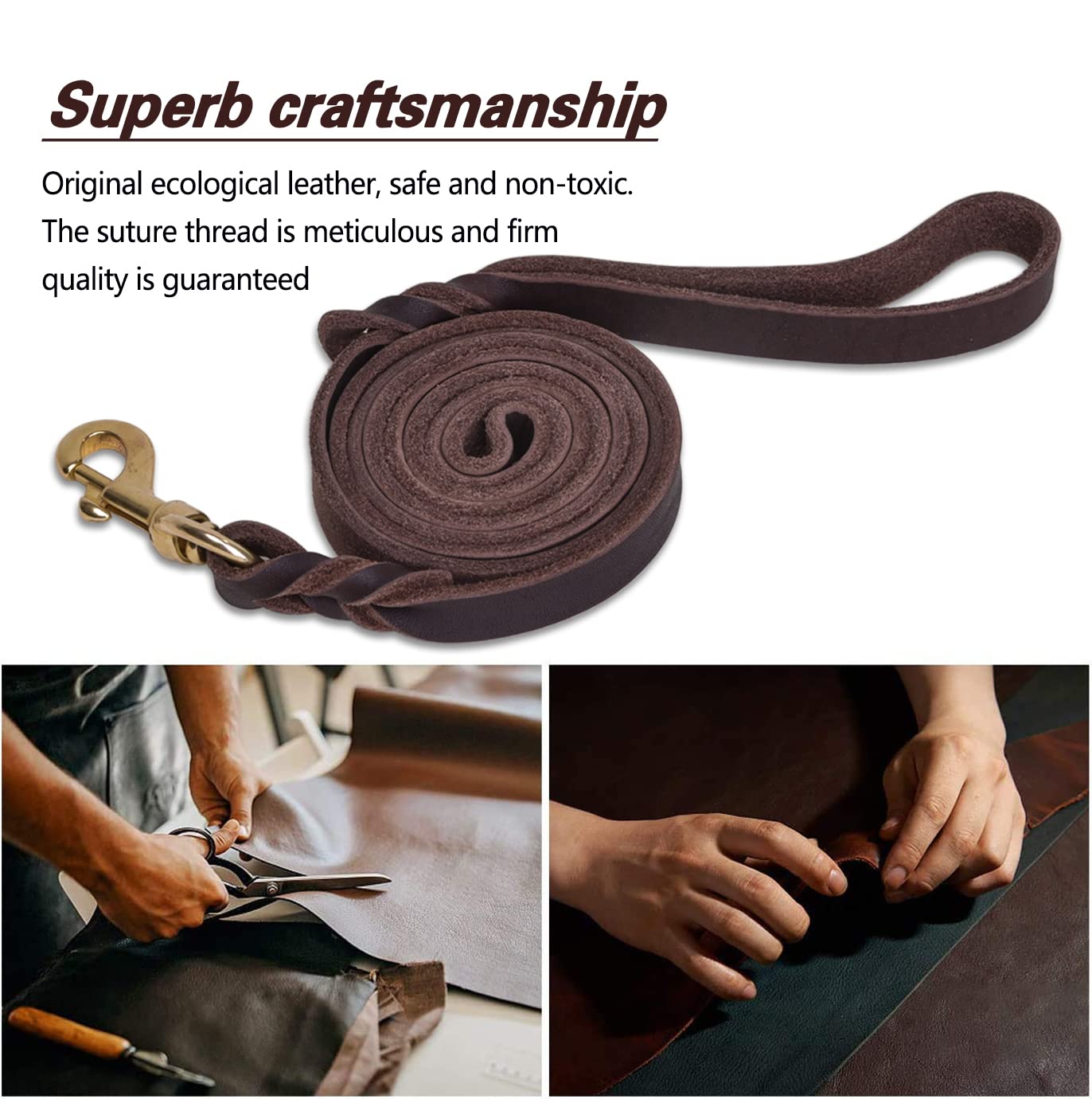 LWBMG Italian leather dog leash offers a soft hand feel and durability