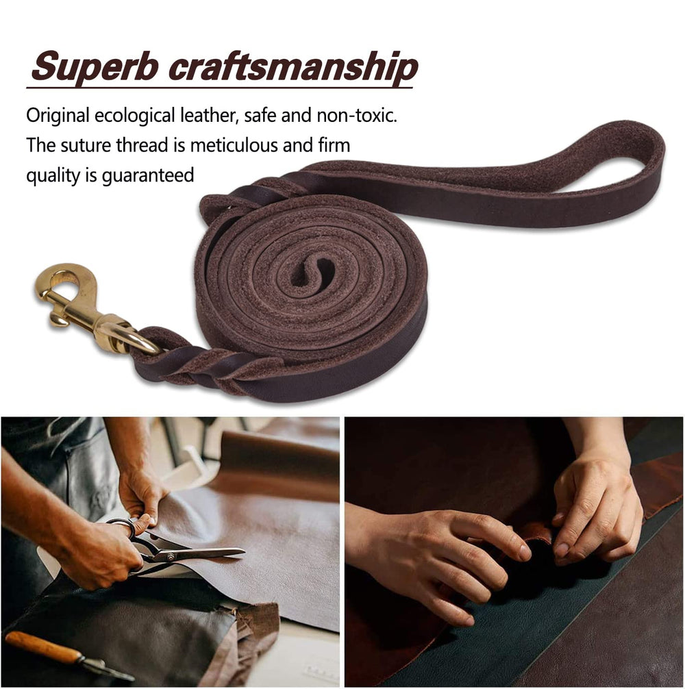 LWBMG Italian leather dog leash offers a soft hand feel and durability