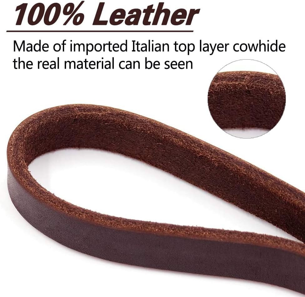 LWBMG Italian leather dog leash closeup highlighting premium material and flexible handling