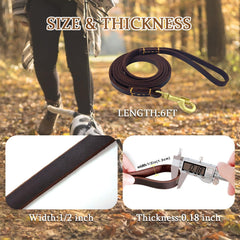 LWBMG Leather Dog Leash soft braided texture ideal for small dog comfort during walks.