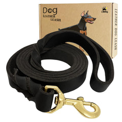 LWBMG Leather Dog Leash 6ft Soft Handle for comfortable daily walks.