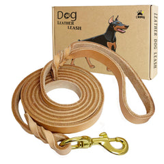 LWBMG leather dog leash braided handle close-up for durable control during walks.
