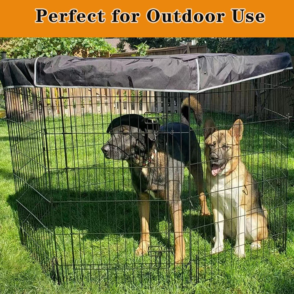 LWFCOEE dog pen cover with Velcro illustrates tool-free installation.