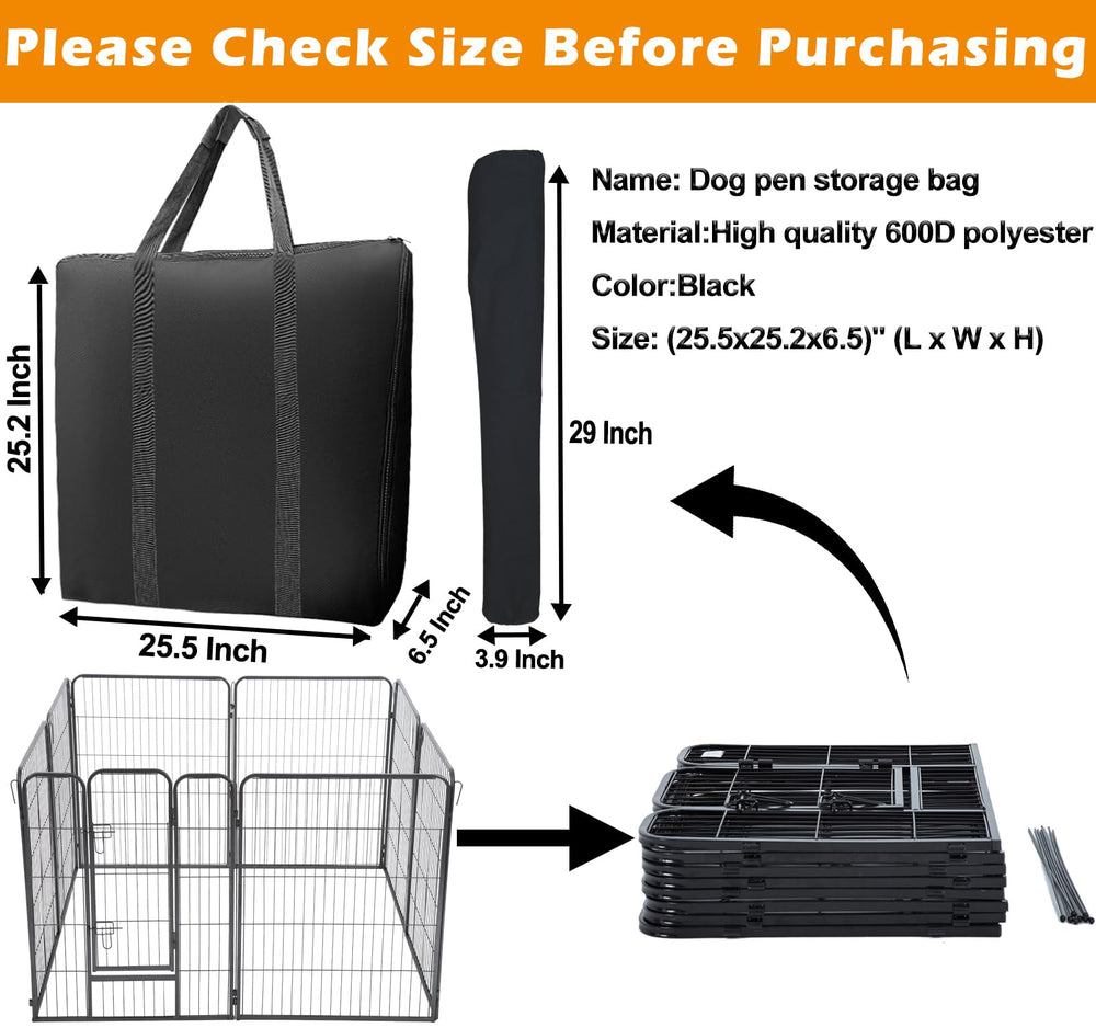 LWFCOEE dog playpen storage bag open zipper shows easy access for quick setup