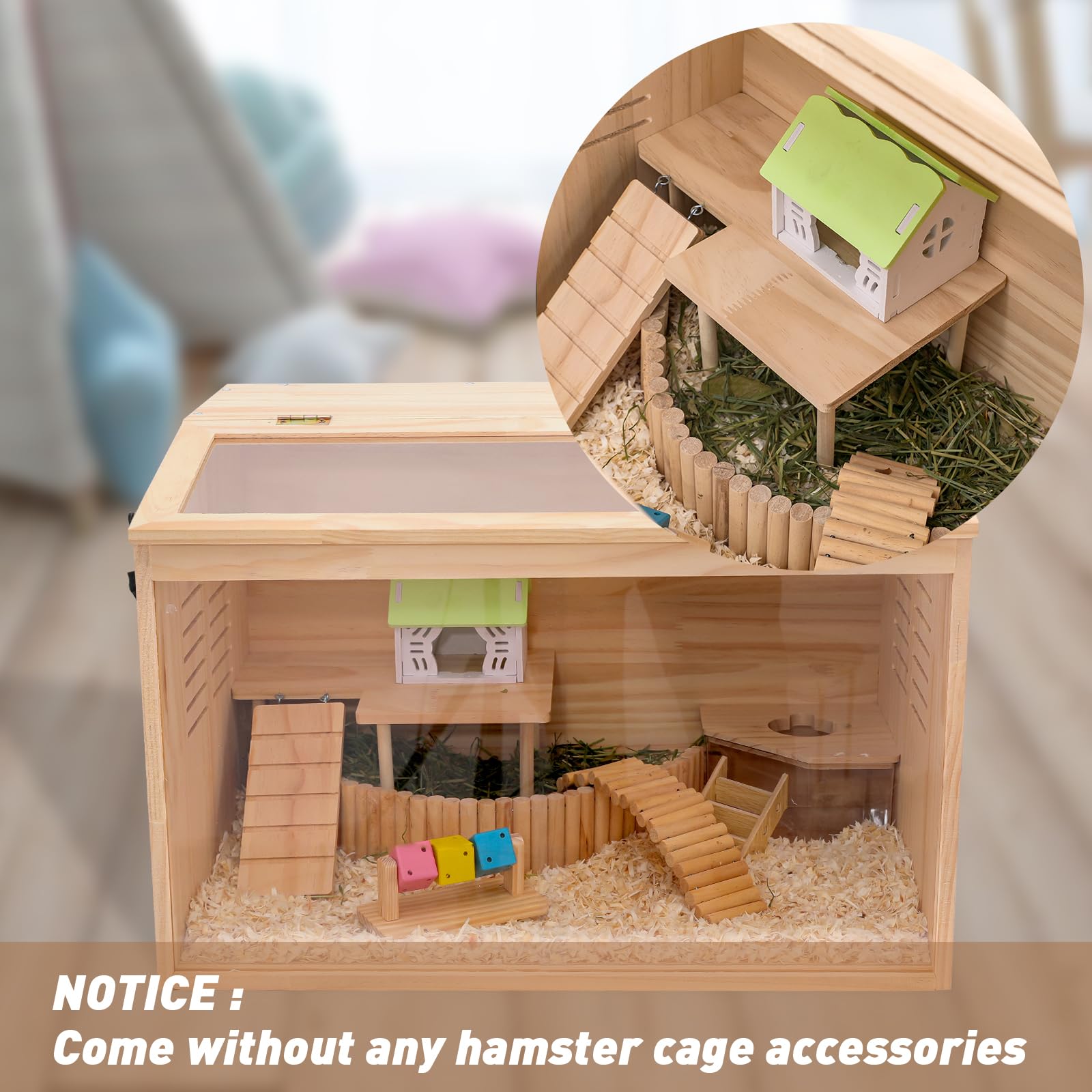 LWYMX hamster cage durable natural pine construction supports long-lasting habitat