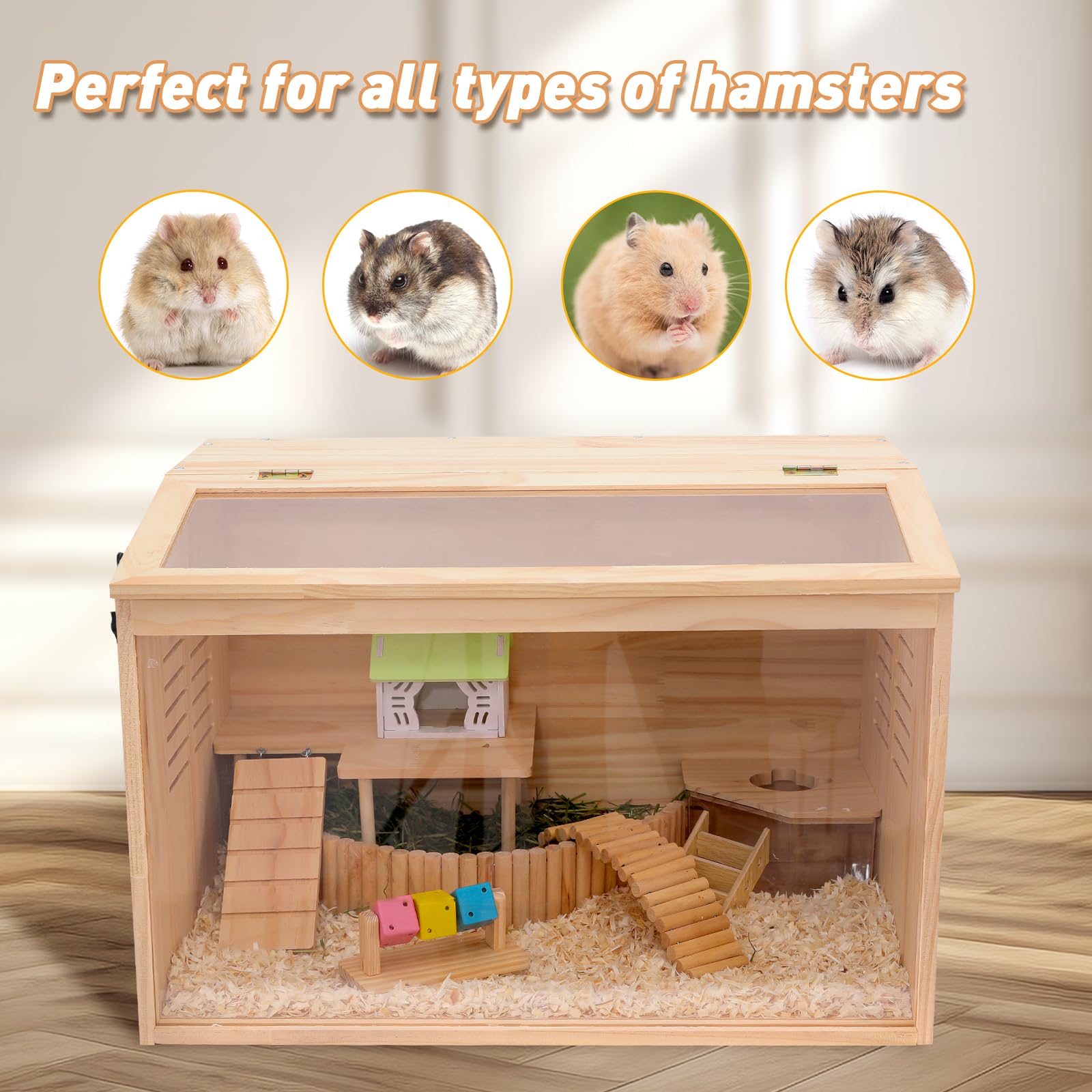 LWYMX hamster cage openable top image highlights convenient top access