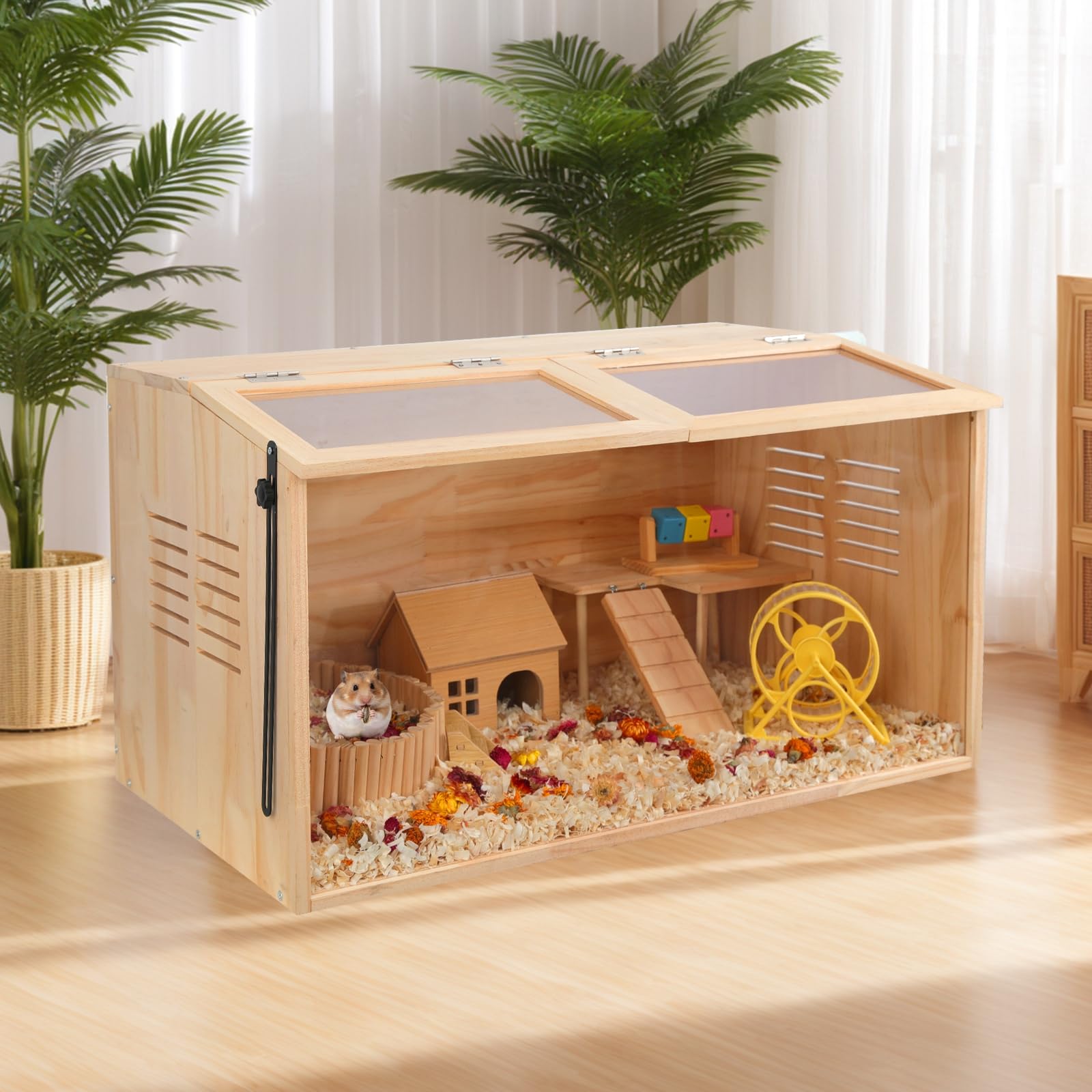 LWYMX wooden hamster cage easy-assembly supports quick setup for new habitats.