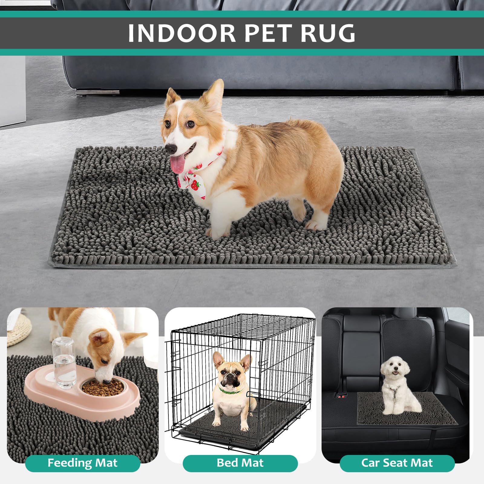 LWYYQB multiuse dog mat for entryways, bowls, and crates.