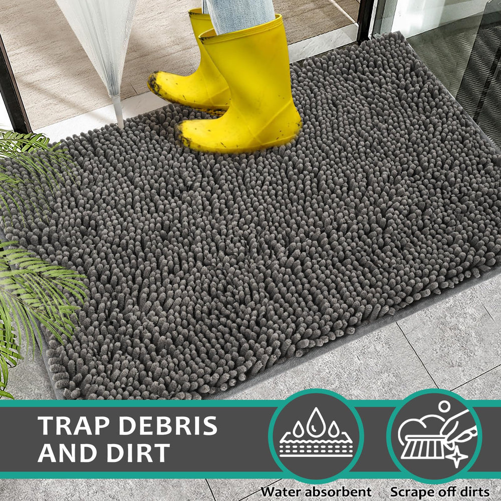 LWYYQB soft-chenille dog door mat adds plush comfort at home entrances.