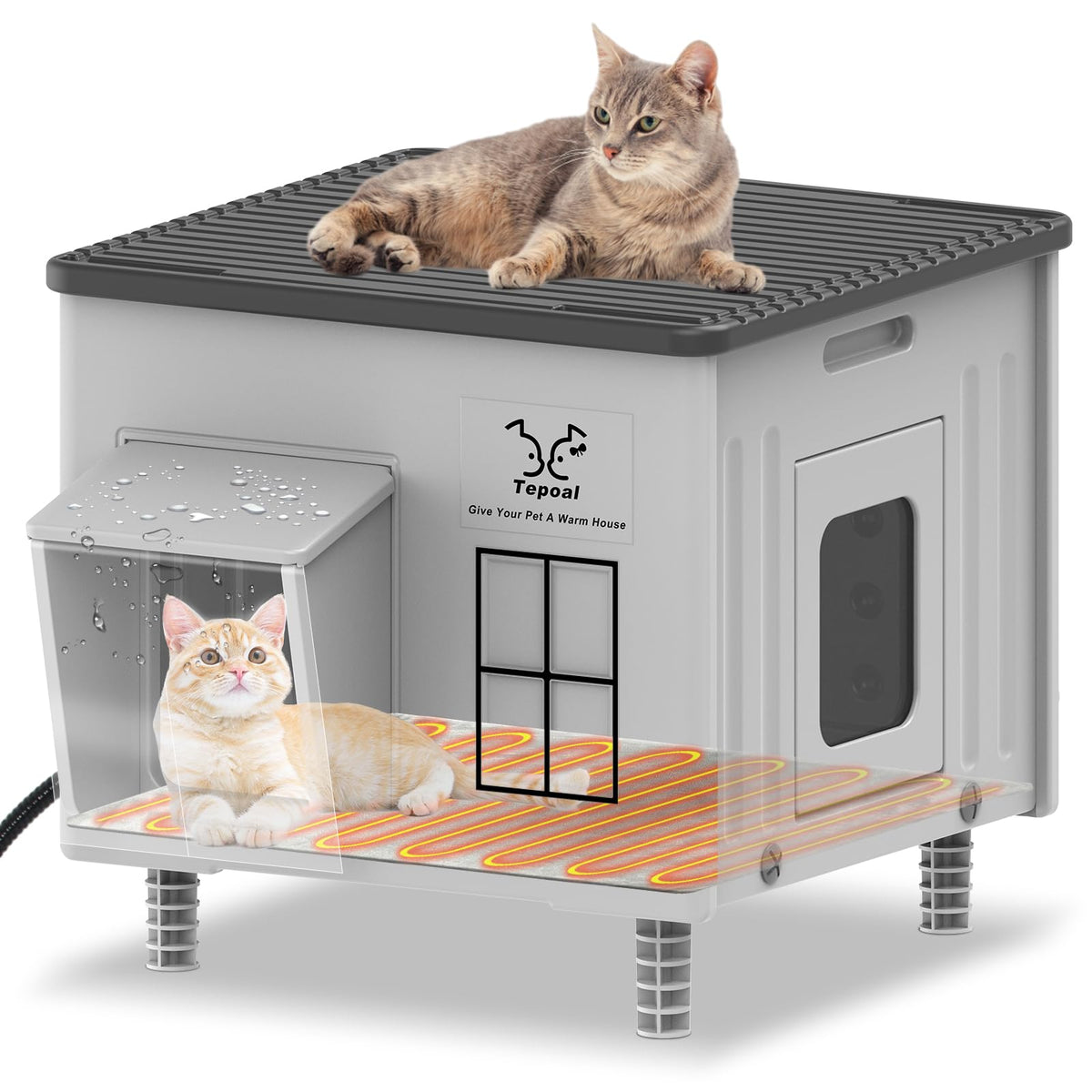 Lxheir Tepoal outdoor cat house exterior shows weatherproof shelter for harsh weather