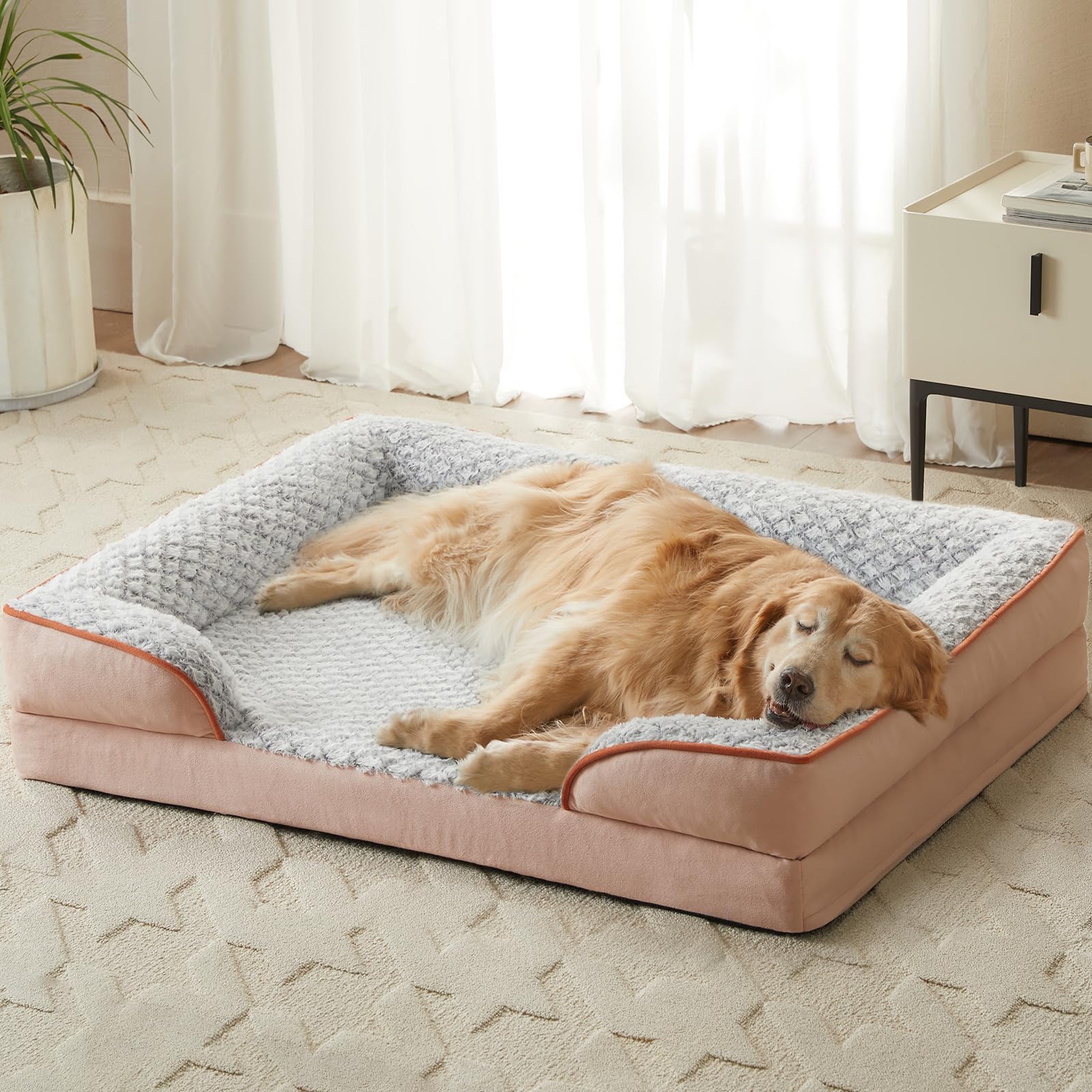 LEXTRO XL dog bed pictured in nest-like den design for relaxation
