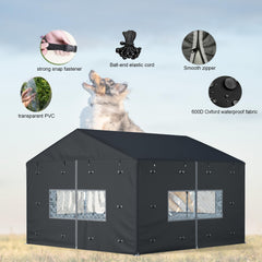 LYBOSH kennel cover half-cover mode with PVC windows for ventilation